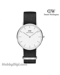 Daniel Wellington 36mm Classic Cornwall 銀色 尼龍帶女裝手錶 DW00100260